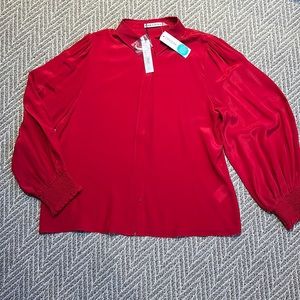 Nwt Alice & Olivia silk blouse, red, size XL